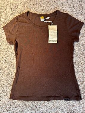 ONNO Women's Bamboo Chocolate Brown Scoop Neck Short Sleeve Tee